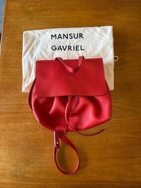 Mansur Gavriel Poppy Red Pebbled Leather Lady Bag